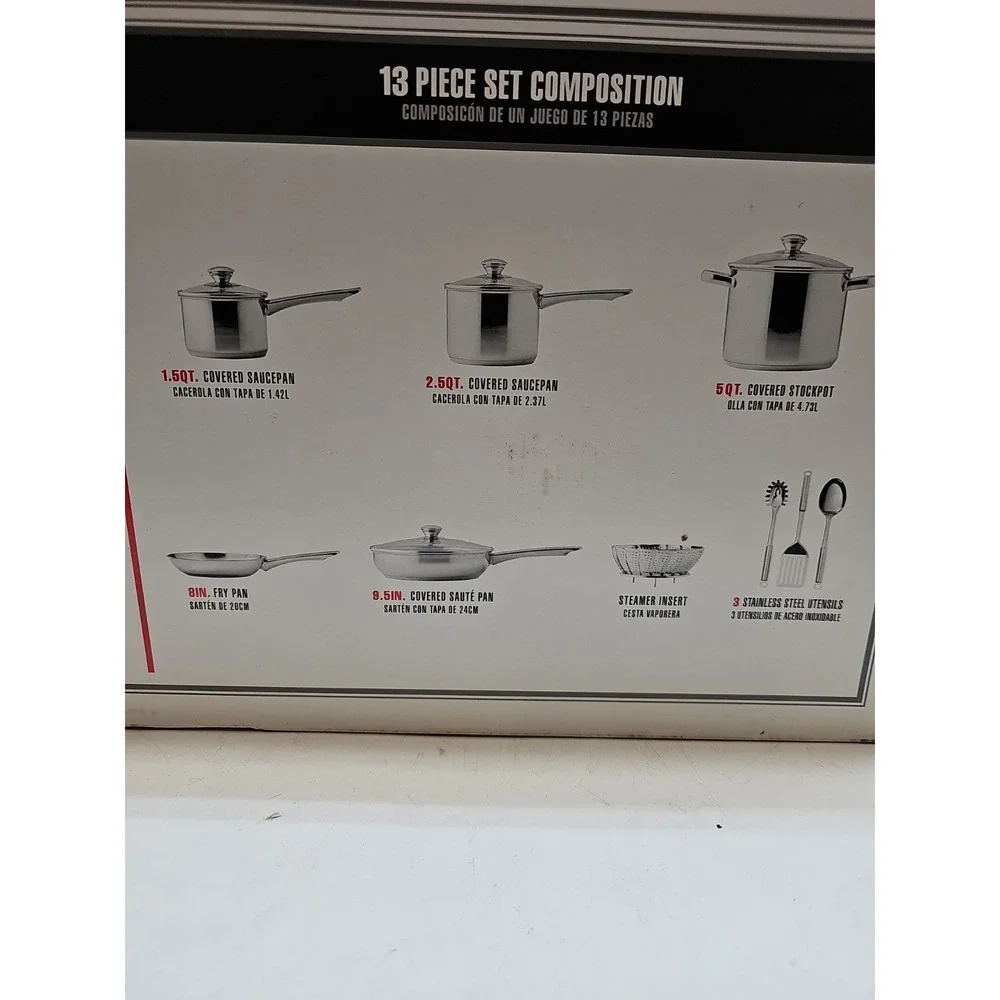 Tools of the Trade Stainless Steel 13-Pc. Cookware Set, Open Box